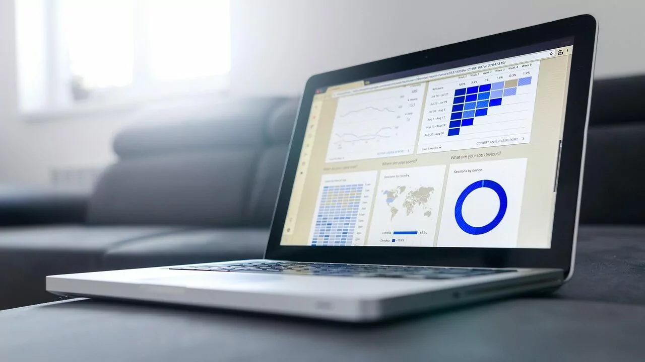 A notebook and business statistics laid out on a desk, representing the analysis behind a company's double materiality assessment